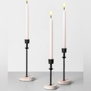 Hearth and Hand metal and wood candle holders x 4